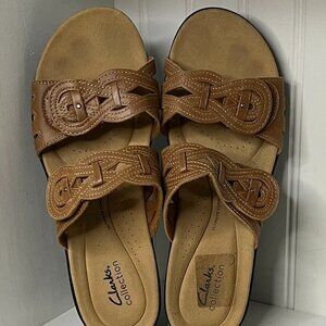 Clarks Womens Lauriean Dust Brown Sandals Size 10